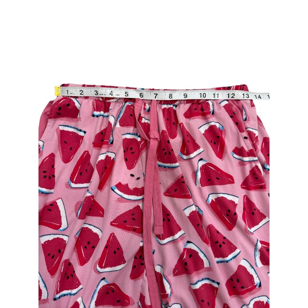 Munki Munki Size M Watermelon Pajama Set Shirt & Capri Pant Pink Lounge Summer - Picture 8 of 11